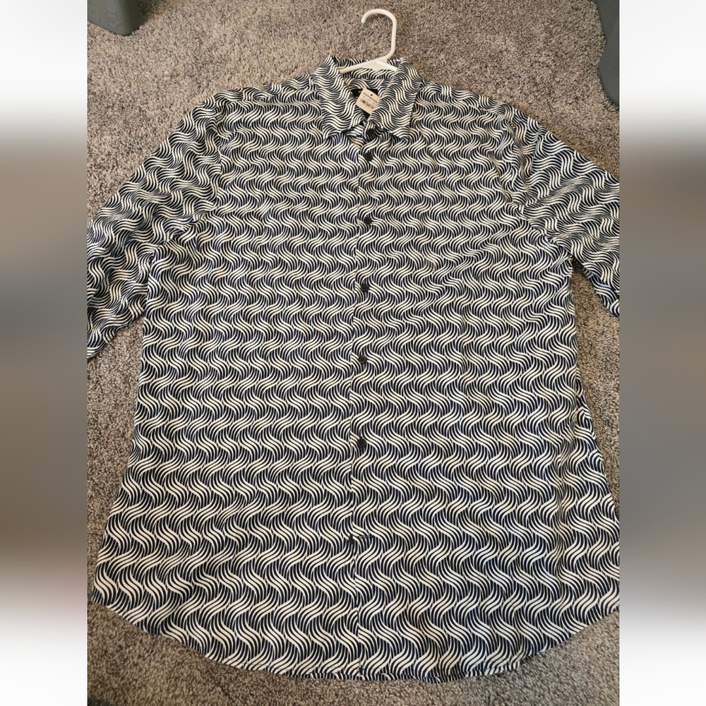 Men's Express Black and White Patterned Button Up